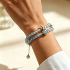 Bracelet porte-bonheur double couche aigue-marine - Souhait de l'océan
