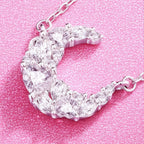 Starry Moon Full Diamond Silver Necklace - Embodying Gentle Celestial Proctection
