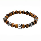Bracelet en pierre Œil de tigre naturelle Bracelet polyvalent tendance avec perles en acier pour homme