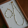 Hetian Jade Pearl Bracelet Necklace Set - Gentle luck, Inner peace, and Harmonious Relationships