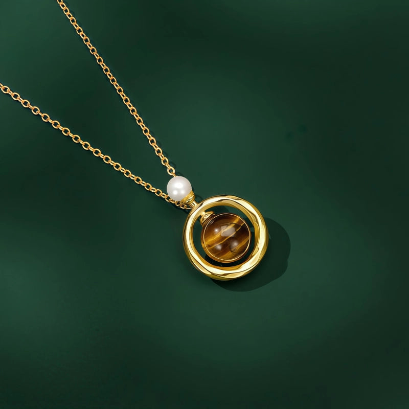 Collier ras-du-cou en Argent 925 et Œil de Tigre Naturel, Haut de Gamme, Luxe Léger, Pendentif pour Femme Niche, Cadeau d'Anniversaire