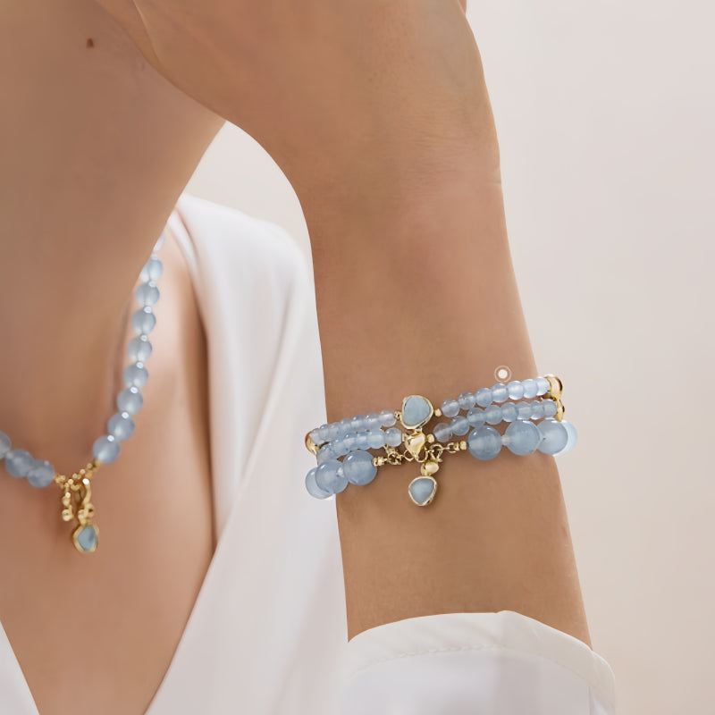 Aquamarine Double-Layer Luck Bracelet-Ocean Wish