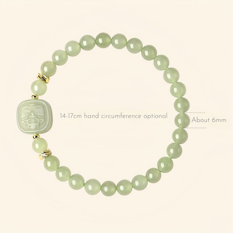 Natural Hetian Jade Sifang Fu Brand Hand String