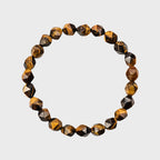 Bracelet en Pierre Naturelle Œil de Tigre Polygonale, Tendance Personnalité, Cadeau Couple