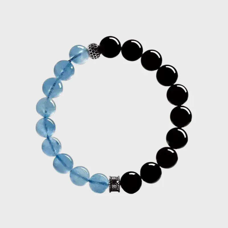 Ocean Healing Aquamarine & Obsidian Bracelet
