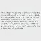 Evil Eye Wide Band Ring – Silver Obsidian Mirror Stone for Spiritual Protection