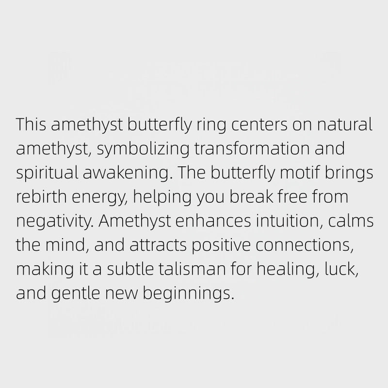 Natural Amethyst Butterfly Ring - Ground Your Energy, Open Your Luck