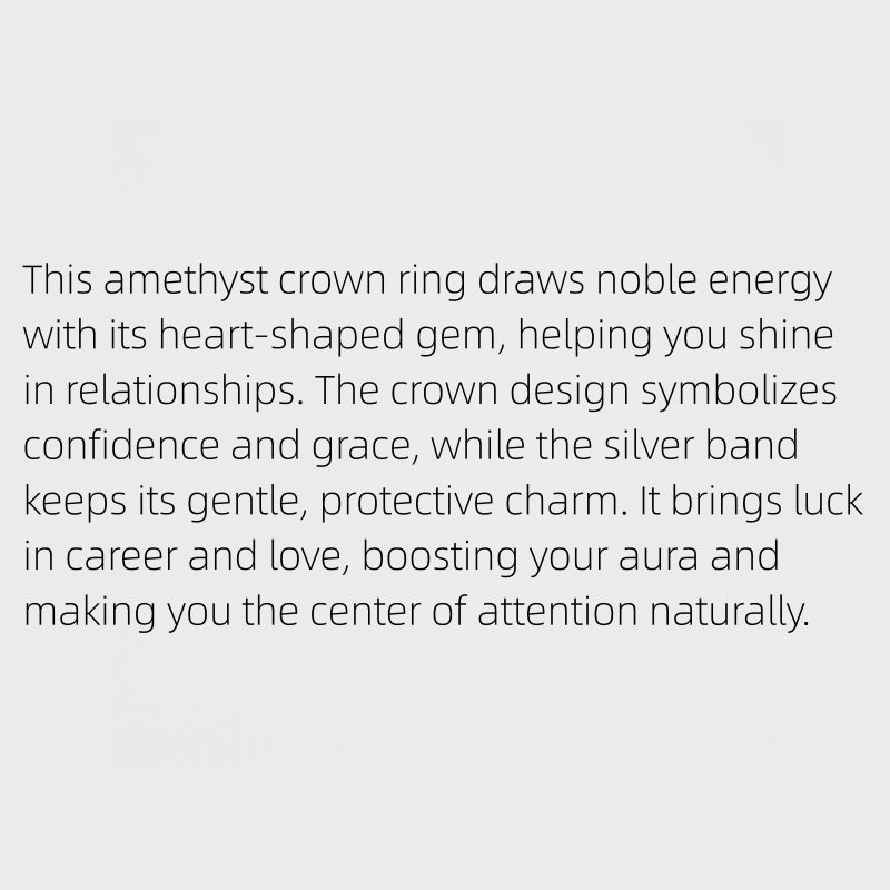 Natural Amethyst Crown Heart Ring - Let Calm Attract Good Fortune