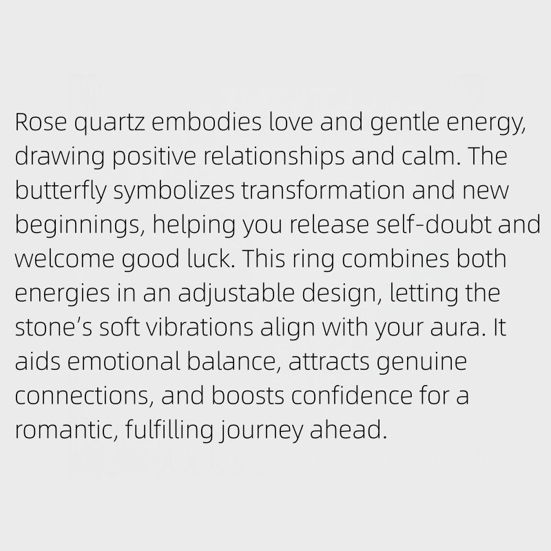 Natural Rose Quartz Butterfly Ring