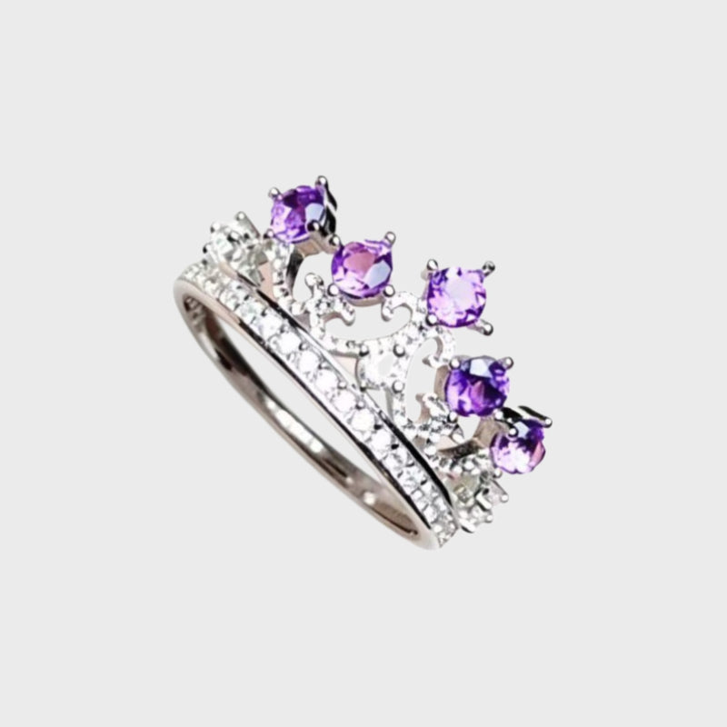 Natural Amethyst Crown Ring – Calm Mind, Clear Luck
