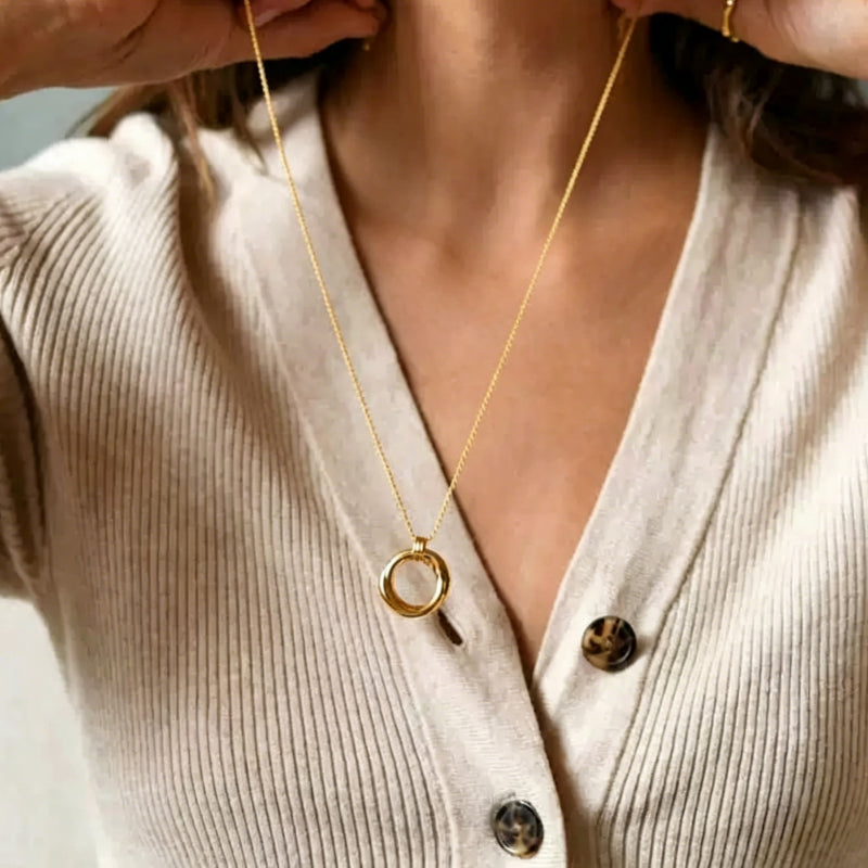 Vintage Double Circle Light Luxury Necklace, Elegant Daily Wear Jewelry