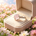 Lucky Rose Quartz Clover Ring