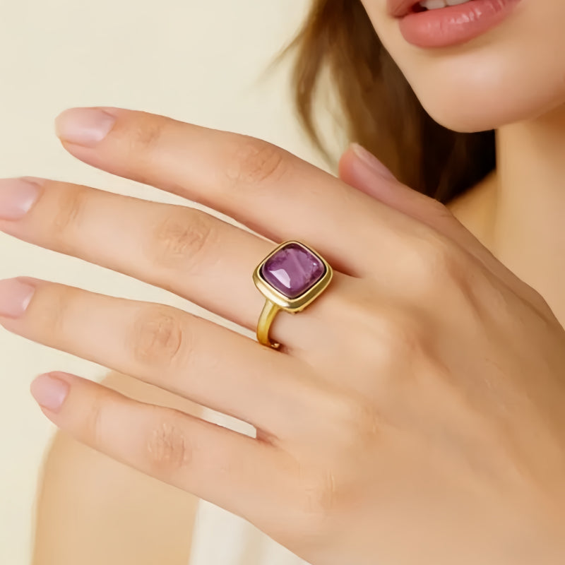 Bague en améthyste naturelle « Paix élégante et Chance »