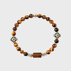 Bracelet Œil de Tigre naturel, runes anciennes — Cadeau de couple pour petit ami