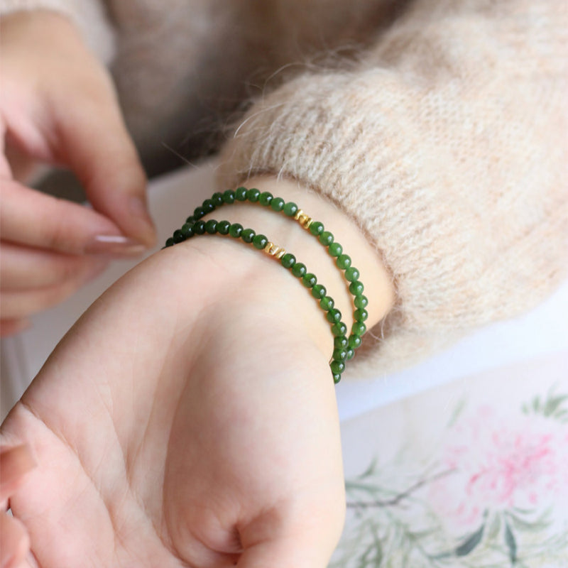 Spinach Green Hetian Jade Bracelet— Pure Grace Hetian Jade