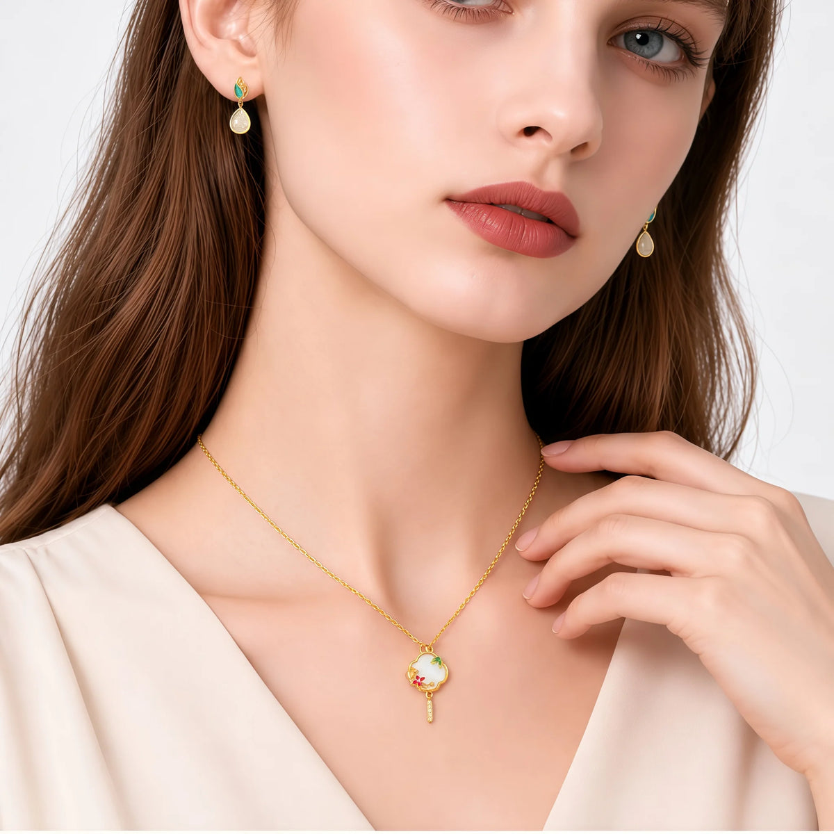 Blooming Begonia Hetian Jade Pendant Necklace - Joy & Good Fortune