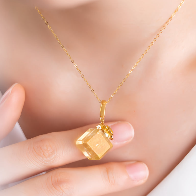 Golden Fortune Bag Citrine Necklace