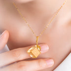 Collier Citrine Sac de Fortune Doré
