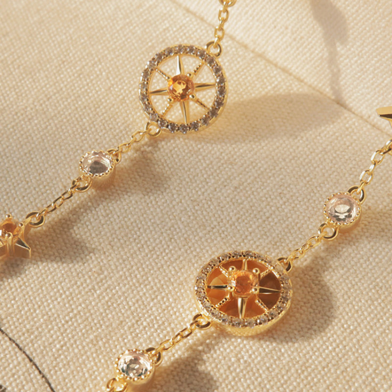 Abundance Compass Natural Citrine Necklace/Bracelet Set - Wealth & Opportunity