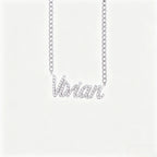 Collier prénom en diamant pavé sur mesure | Collier lettre de luxe minimaliste en argent sterling 925