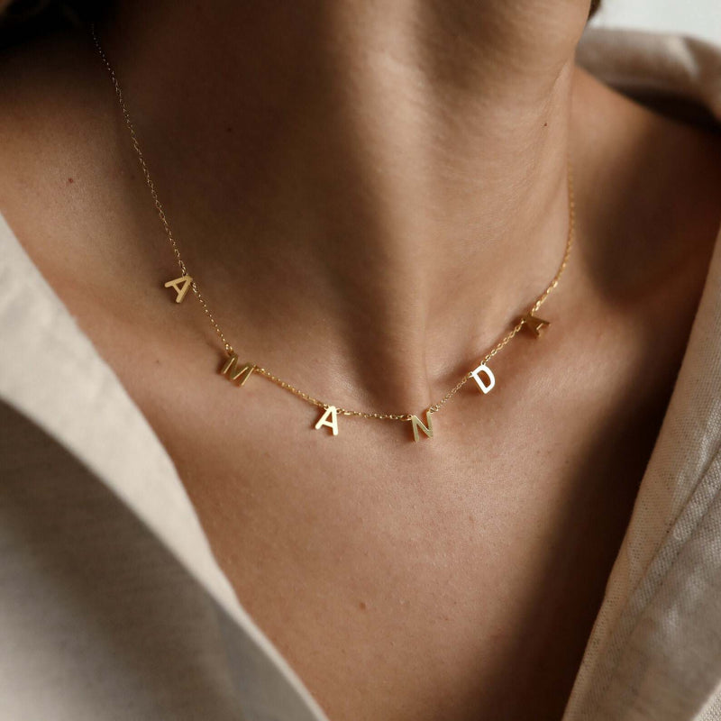 Sterling Silver 18K Gold Plated 26 Letter Custom Necklace Minimalist Versatile Personalized Name Choker