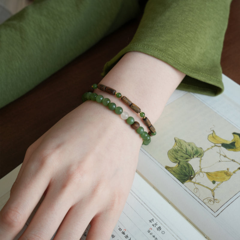 Natural Hetian Jade Bracelet - Pure Aura White Jade Accent Piece