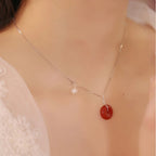 Natural Stone Ping An Kou Charm Necklace - Peace & Unity