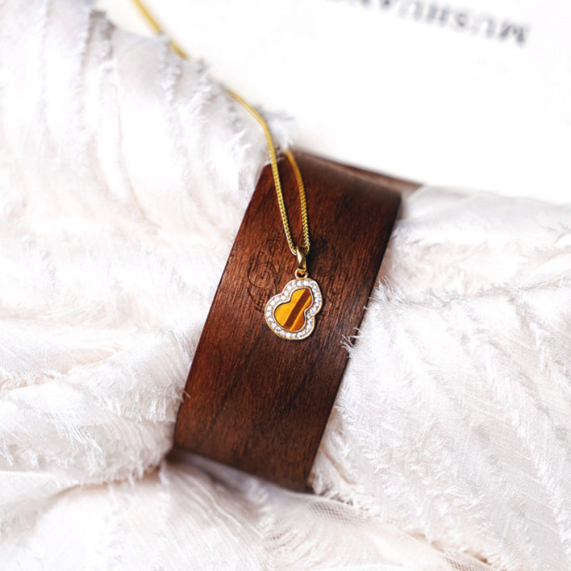 Golden Tiger Eye Gourd Necklace — Niche Luxury Crystal Charm for Wealth & Blessing