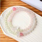 Natural Rose&Clear Quartz Prehnite White Agate Bracelet - Tranquility and Strength