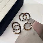 Natural Tiger Eye Stone Ring Light Luxury Beaded Women's Ring
