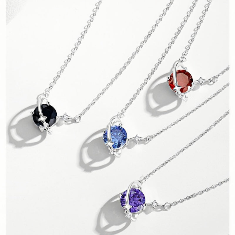 12 Birthstone Necklace for Women 925 Sterling Silver Dainty CZ Pendant Necklace Personalized Birthday Gift