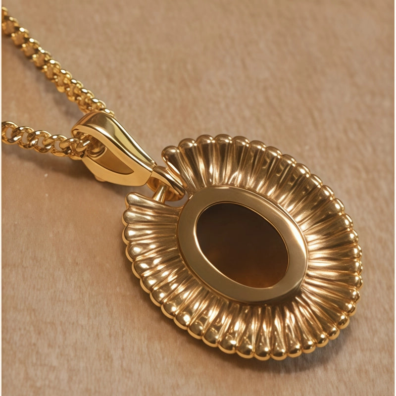 Collier en pierre naturelle Œil de tigre, chaîne pour femme vintage style Maillard
