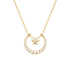 Detachable Star & Moon Necklace Earring Set - Steady Fortune and Smooth Life