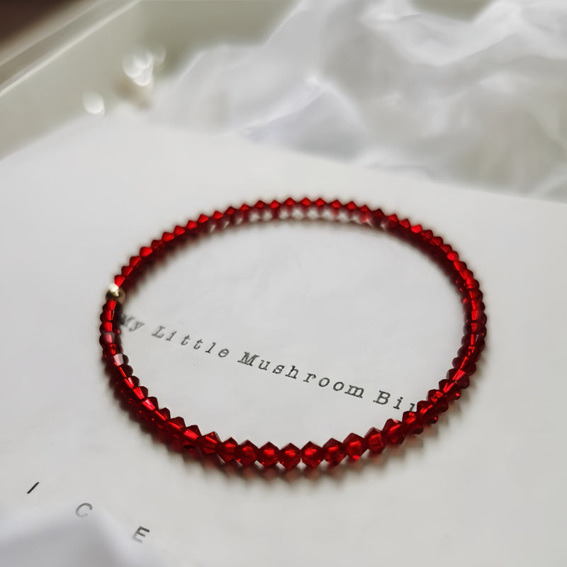 Natural Garnet Beaded Bracelet - Lucky Red String