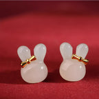 Boucles d'oreilles Calypsa Bunny en jade Hetian naturel