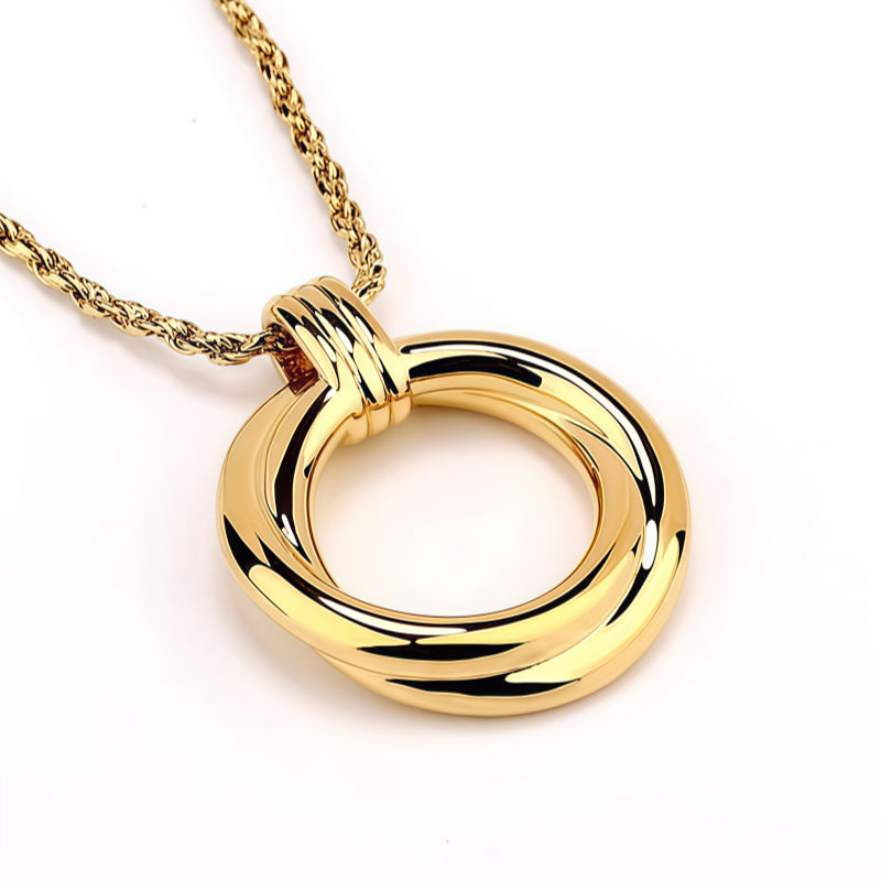 Vintage Double Circle Light Luxury Necklace, Elegant Daily Wear Jewelry