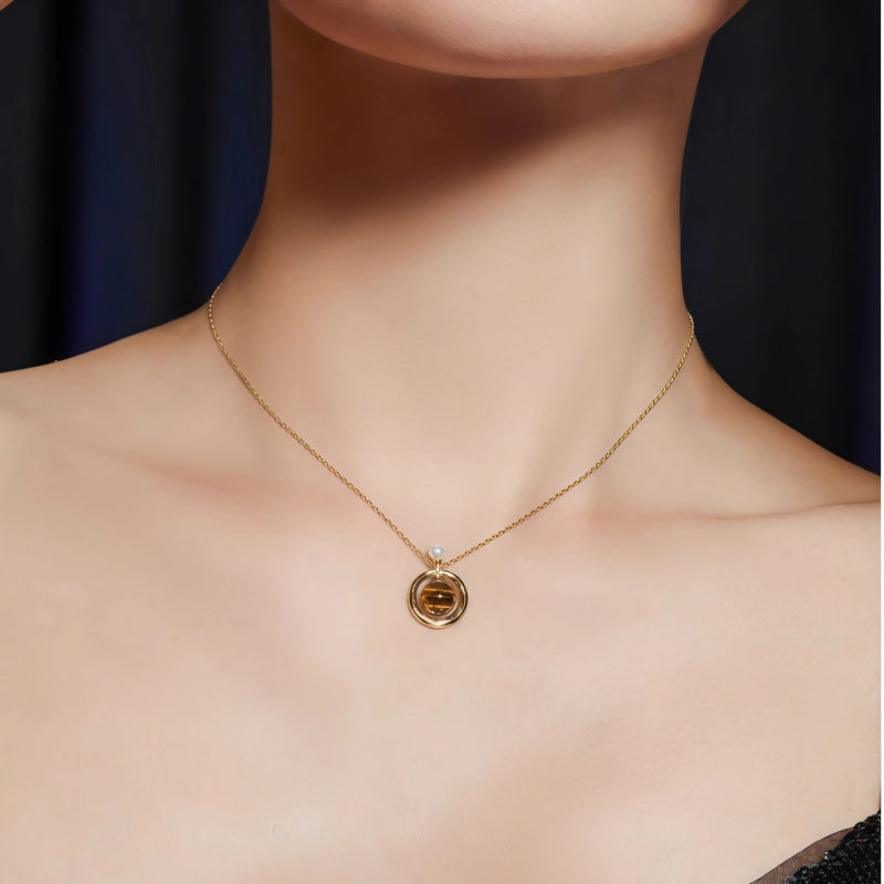 Natural Tiger Eye 925 Silver Necklace Collarbone Chain, High-end, Light Luxury, Niche Women's Pendant, Birthday Gift