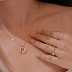 Gold-Tone Intertwined Circle Pendant Necklace | Elegant Birthday Jewelry