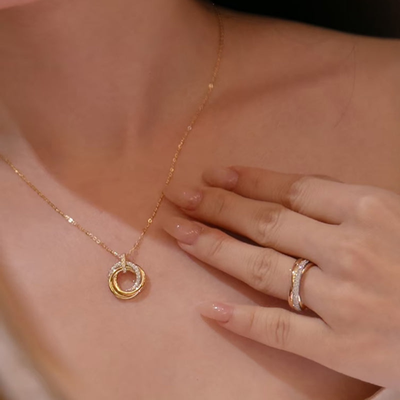 Gold-Tone Intertwined Circle Pendant Necklace | Elegant Birthday Jewelry