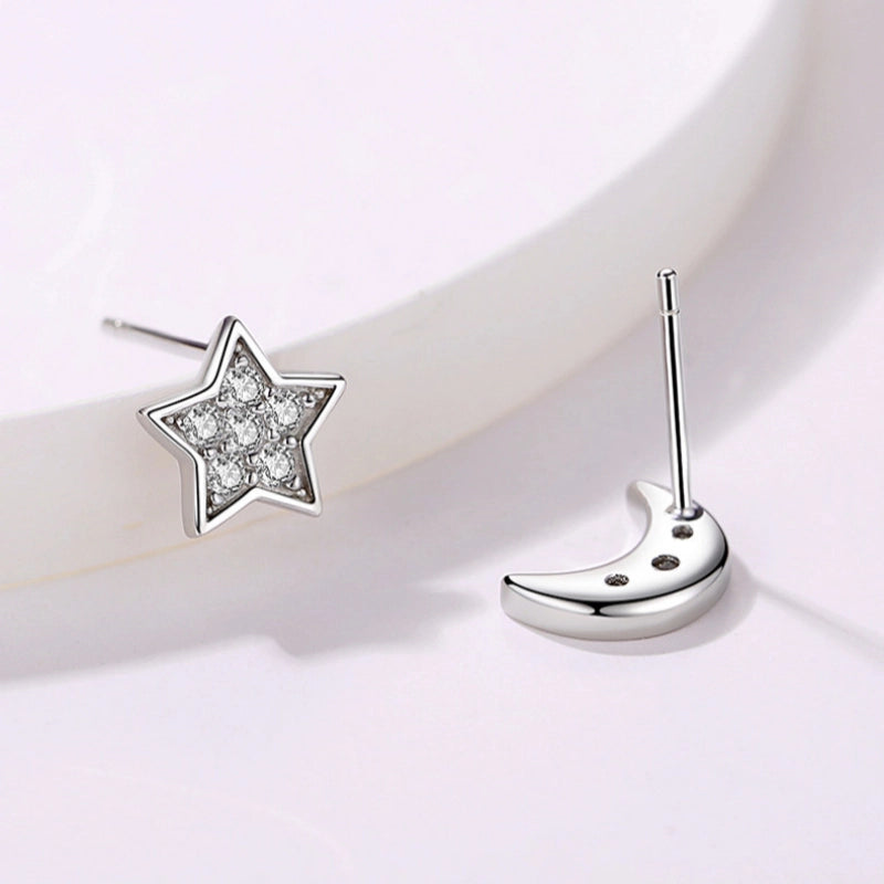 Stellar Drive Intuition Earrings - Moon & Stars Heal Inner Loneliness