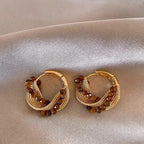 Boucles d'oreilles Veyra en Œil de tigre naturel — Modèle Corde Torsadée Meilleurs vœux pour une amie