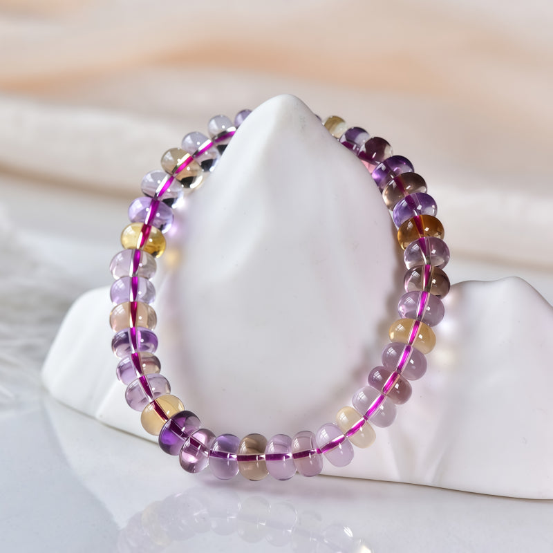 Natural Purple Yellow Crystal Double Color Bracelet - Success and Prosperity