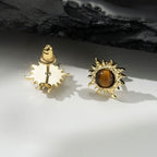 Unisex Sun Tiger Eye Stud Earrings — Unisex Niche Crystal for Fortune & Positive Energy