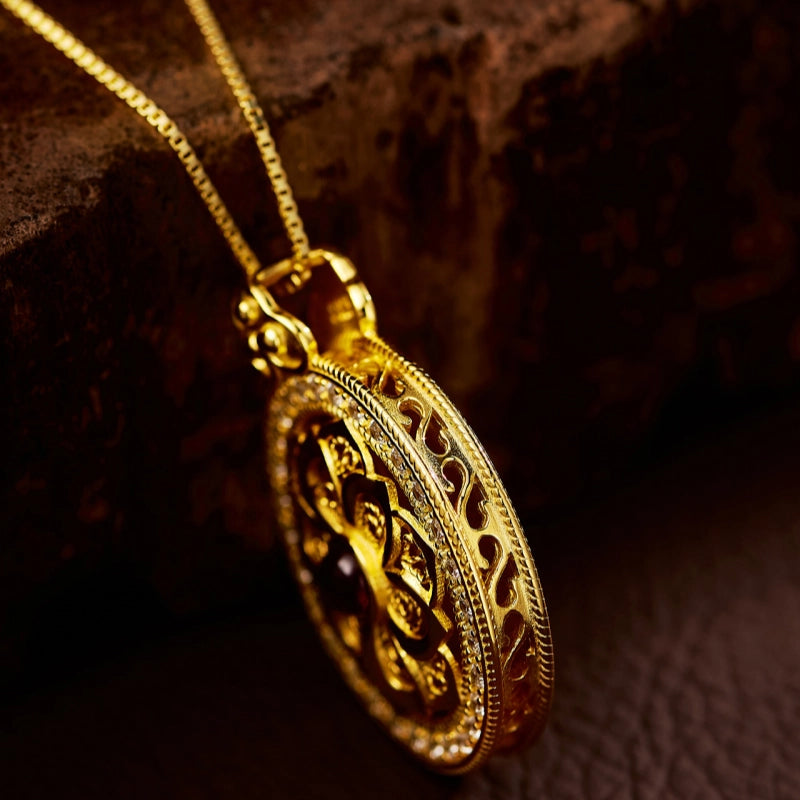 Golden Lotus with Amethyst Necklace - Rebirth & Renewal