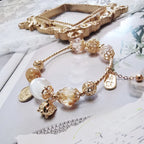 Bracelet avec pendentif cochon doré citrine – Attire la richesse, stimule la carrière, augmente l'abondance
