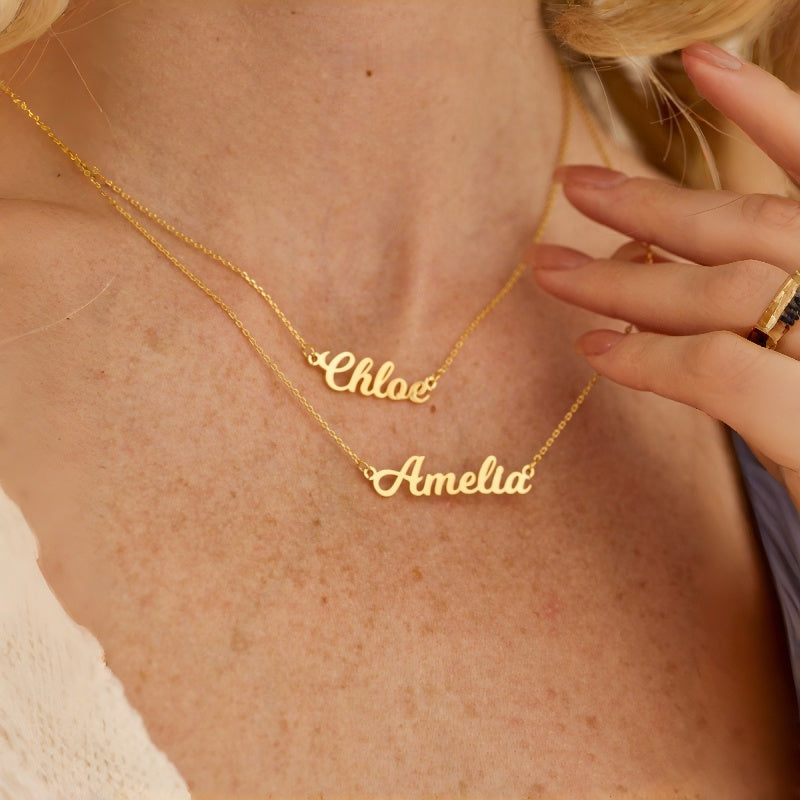 Collier personnalisé en argent pur S925 avec pendentif lettre - Collier prénom anglais