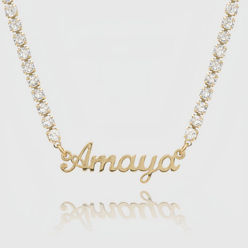 Dainty Personalized Letter Tennis Chain Necklace Custom Jewelry