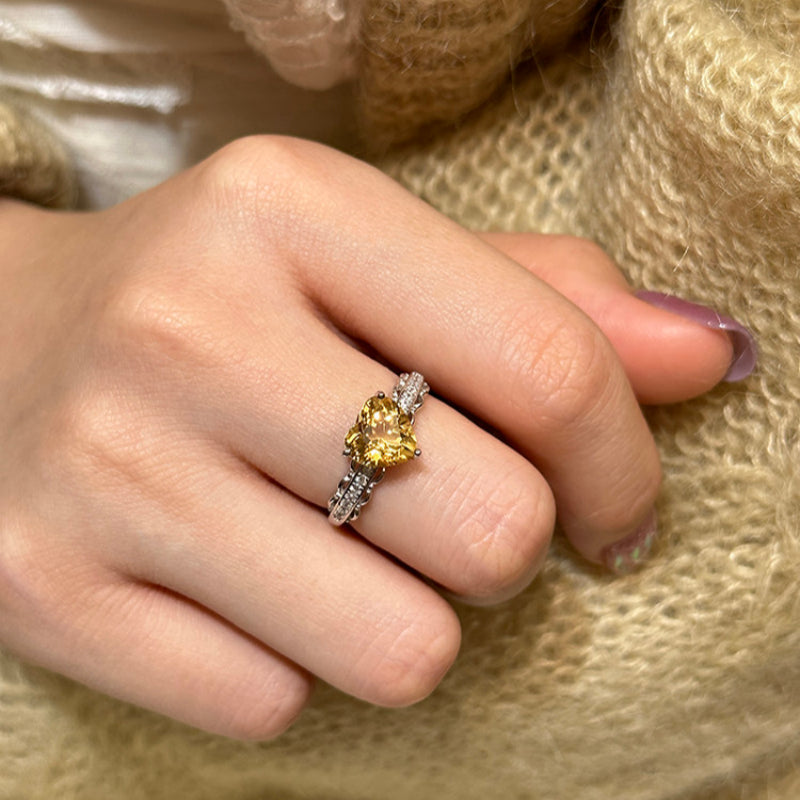 Natural Citrine Heart Ring - Confidence & Love