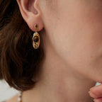 Boucles d'oreilles Oculus Layer en œil de tigre naturel — Cadeau élégant idéal pour maman
