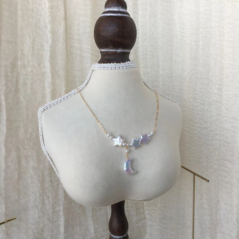 Natural Freshwater Baroque Pearl Moon&Star Necklace - Dream Big, Stay Soft